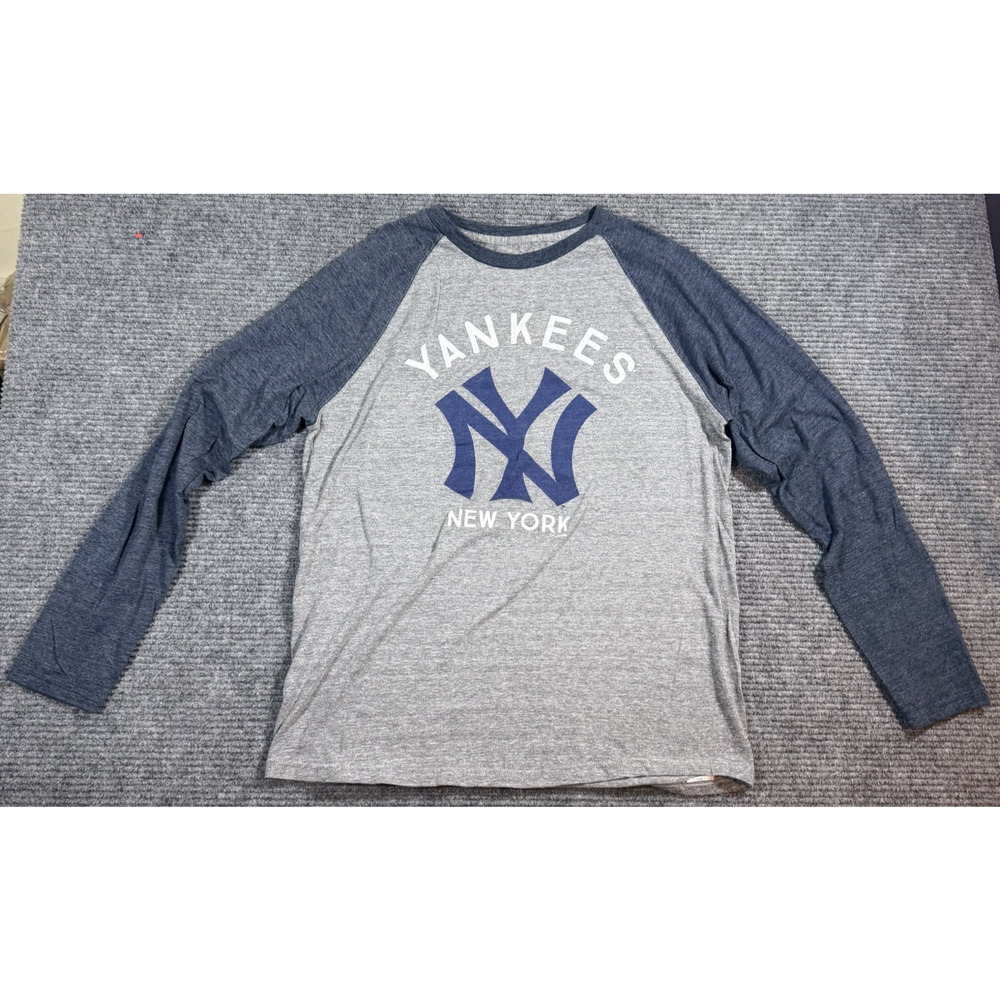 MLB Genuine Merchandise New York Yankees Long Sleeve Shirt Men's L Gray Blue